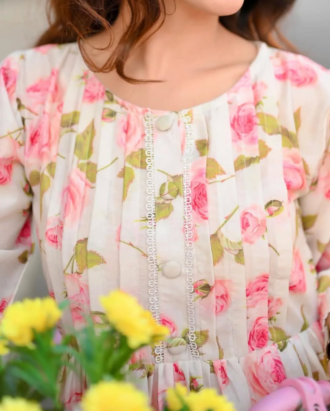 Pink rose Printed Lawn Frock 3