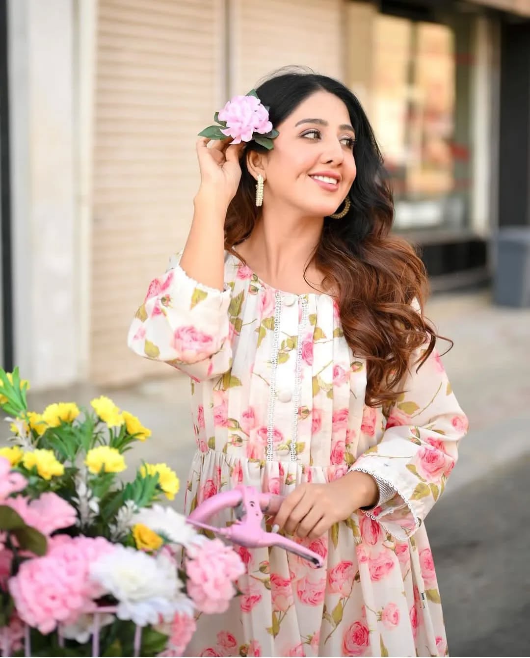 Pink rose Printed Lawn Frock 4
